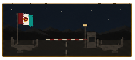 A guarded Korzarkian frontier crossing at night